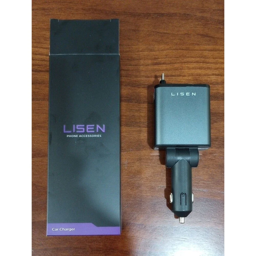Lisen B104 Car Charger With Retractable Cables - NIB!
